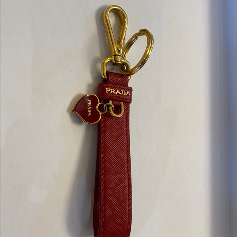 Red Prada Saffiano Leather Key Chain